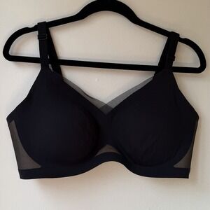 Honeylove Crossover Wireless Bra 1X Black Tan Adjustable Straps